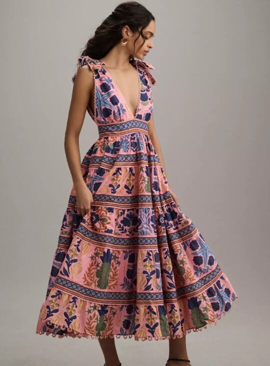 FARM Rio Dresses & Skirts - Farm Rio Seashell Tapestry Sleeveless Midi Dress Size L